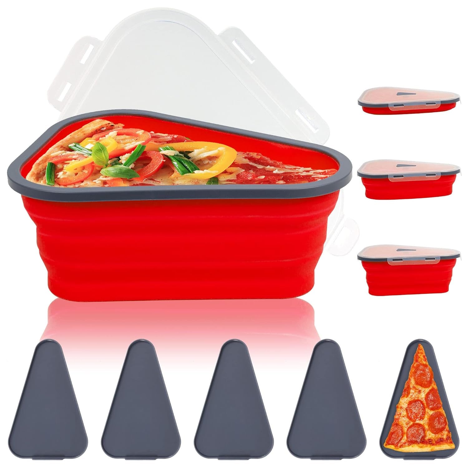 10026 Reusable Pizza Storage Containers With 5 Microwavable Serving Trays Silicone Container Expandable  Adjustable For Packing Pizza At Home  Outdoor 10026 Reusable Pizza Storage Containers With 5 Microwavable Serving Trays Silicone Container Expandable  Adjustable For Packing Pizza At Home  Outdoor